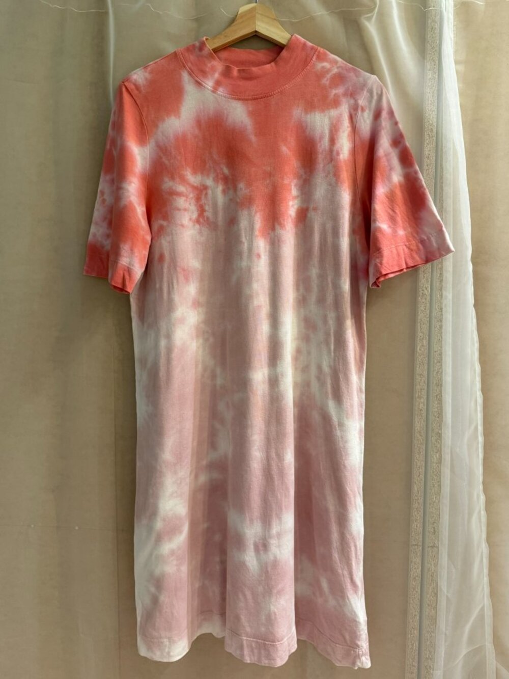 T.La Anthropologie Mockneck T-Shirt Dress in Tie-Dye